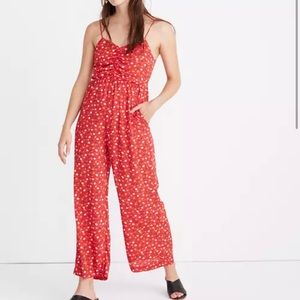 Madewell Ruched Wide Leg Jumpsuit in Prairie Posies